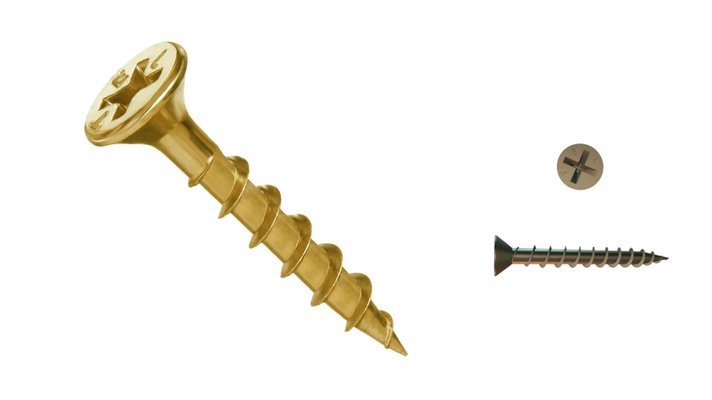 TORNILLOS FIC MADERA 10 x 1 3/4" (22 x 45mm) DORADO - POR 5 UNIDADES