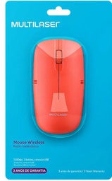 MOUSE MULTILASER MO289 1200DPI INALAMBRICO (USA 2 PILAS AAA) ROJO